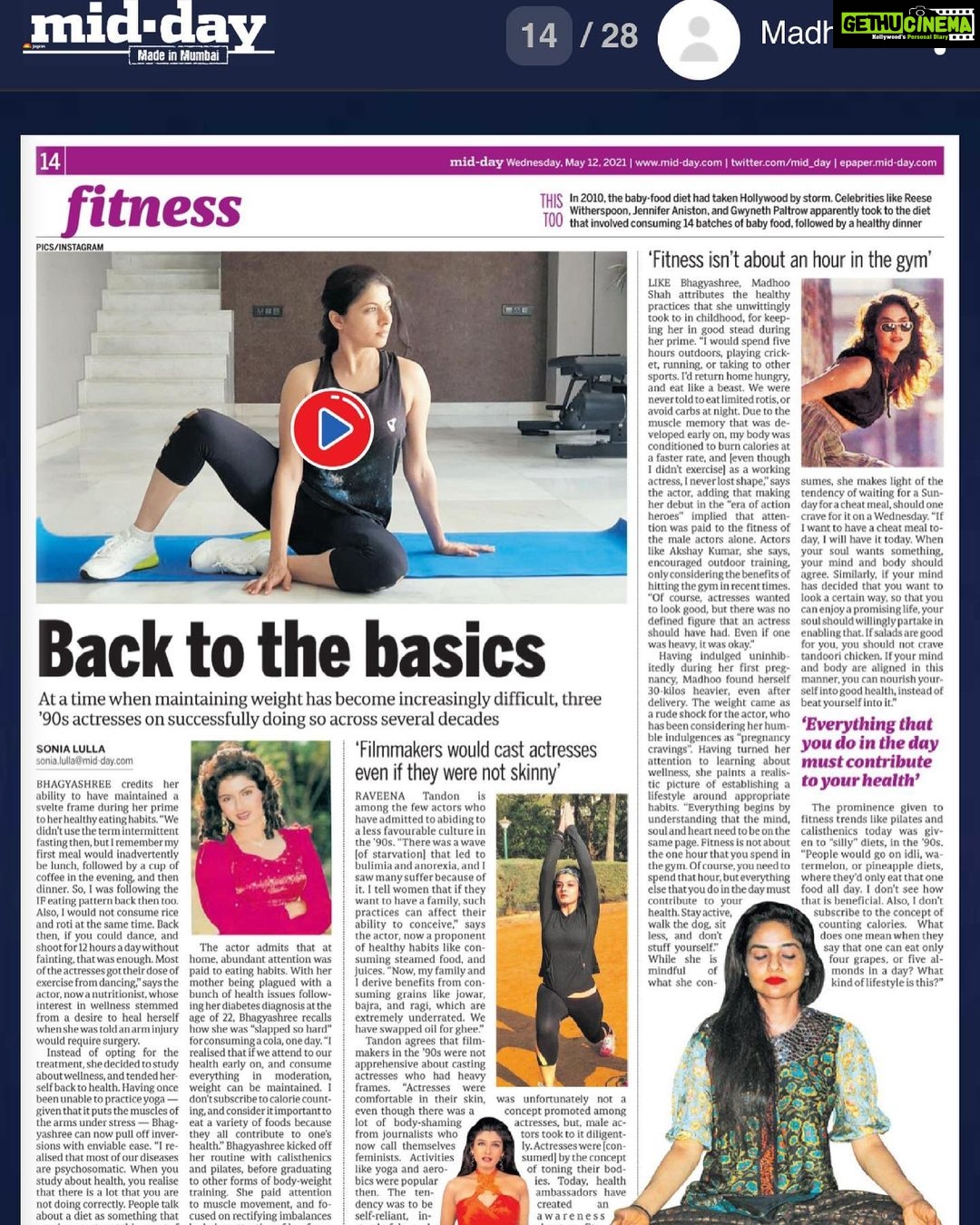 Madhoo Instagram - #healthiswealth this adage is more true and relevant today than ever before . God bless all @middayindia