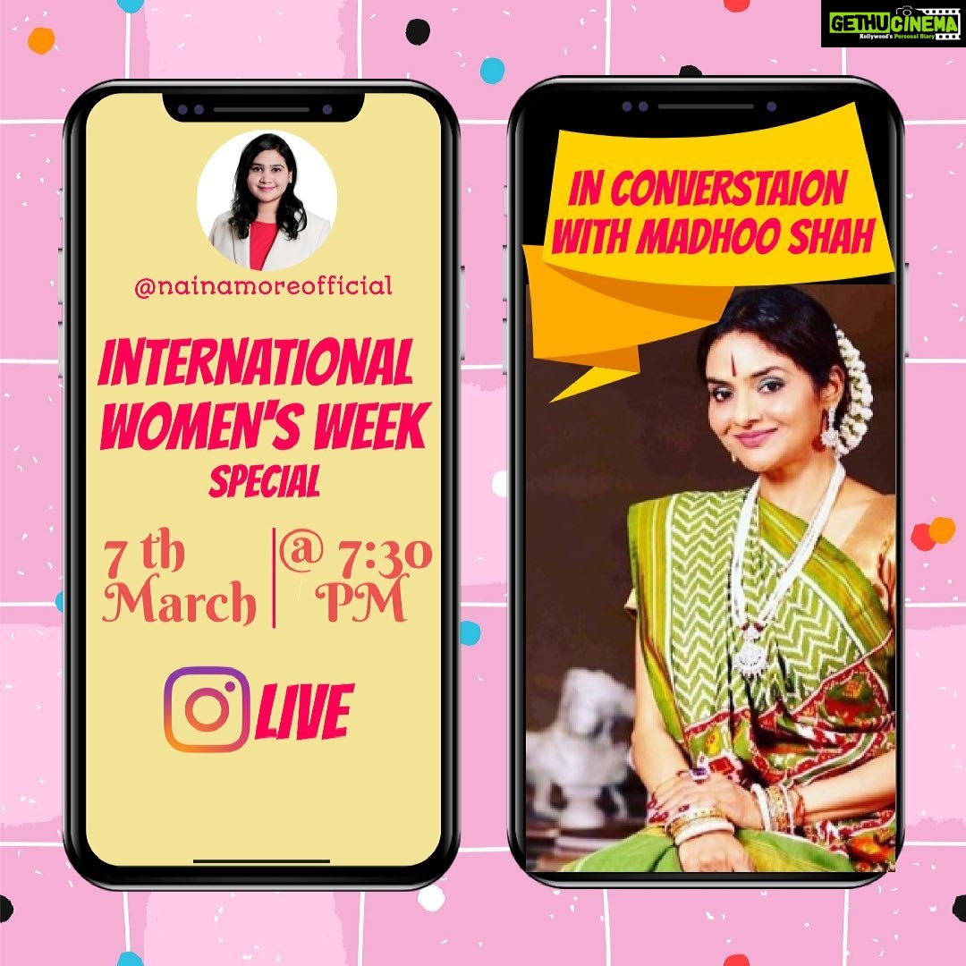 Madhoo Instagram - #internationalwomensday on the eve of this fabulous event letβs chat @nainamoreofficial to share to learn to support one another ππππ