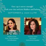 Madhoo Instagram – See u all at 5 pm ME AND @farhana_vohra