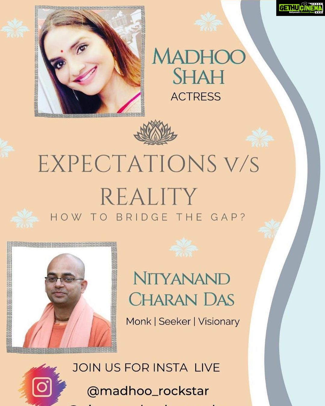 Madhoo Instagram - Hello everyone Tom @6pm meet me here LIVE❤️