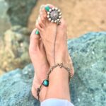 Madhuurima Instagram - You learn a lot when u are barefoot . The first thing is every step you take is different . Starts with grounding , calming ,de-stressing . Peace ❤️ #peace #walk #ocean #feet #rainbow #charm #health #beauty #barefoot #love #sand #walkwithme #detox #distress #magic #prettygirls #pretty #prettyfeet #turqoise #opal #anklets #green #blue #payal #fashion #style #nailpolish