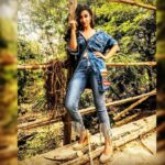 Madhuurima Instagram - Basking under the sun right before the monsoons along with the lush greenery welcoming the impending drops of moist wearing my @materialgbyprishakritika denims #denims #fashion #stylefile #bollywood #monsoons #blue #unicorn #beauty #stylist #actor #picoftheday #instagood #instadaily #iphone