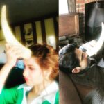 Madhuurima Instagram - The “Banerjees” unicorning!!! @sid.makkar #hauntedhouse #twinning #unicornmotionpictures #hubbyandwife #uk #shooting #nyra #nyrabanerjee #actor #bengali #love #hot #style #swag #fashion #traveldiary #photooftheday #retro