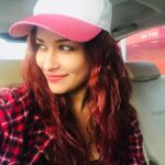 Madhuurima Instagram - Sometimes a thoughtful smile gets u good clicks #lovemyredhair #checkeredshirt #lovered #morningglow #earlymornselfie #lovethelights