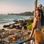 Madhuurima Instagram - Oh Angelina Angelina Angelina !! #helllojee @altbalaji , meet her to know her wild mad self. #power #swimsuit #biking #yellow #hotchocolate #paradise #heaven #beauty #fashion #goa #nyrabanerjee #india The Cape Goa