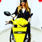 Mahima Chaudhry Instagram - Yellow ... so loving yellow...matched my ride to my yellow polka dotted 🙄dress♥️@Honda showroom opening..earlier today.#yellow #sunshine #me #instagram #instapic
