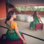 Malavika Wales Instagram - My fav☺️#yellowgreen #saree #dancer #lonely #superhappy #waiting #😍