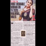 Malavika Wales Instagram - I’m extremely grateful to @timesofindia @kochitimes for honouring me with this title for the third time. This definitely is one of the most important scenes of my professional career. 🙏Thanks to all my beloved fans & audience for the overwhelming love shown to each of my characters. Seeking your blessing for my upcoming projects too. ❤️