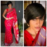 Mandira Bedi Instagram - An Awards and rewards kinda Saturday ! 🌈💥 . . Wearing @ekayabanaras @palakshah ❤️🙏🏽🧿 #saree #sareelove