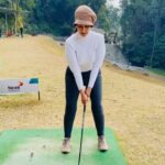 Manisha Koirala Instagram - Practicing my swing #golf Gokarna Forest Golf Resort