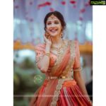 Milana Nagaraj Instagram - Making my heart smile 💖 Credits: @darling_krishnaa 💖 Wearing: @anyracouture MUA: @makeup_sachin Accessories: @bcos_its_silver PC: @barrys.photography #halfsaree #milananagaraj #weddingattire #brotherswedding