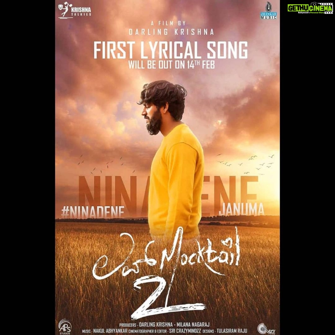 Milana Nagaraj Instagram - #LoveMoctail2 first lyrical video to be out on 14th Feb... And the day can't get more special than this💙 @darling_krishnaa @nakulabhyankarofficial @sricrazymindzz