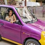 Milana Nagaraj Instagram - Nidhima in cute car of hers! Have been getting lot of msgs about this car.. Car credits: @sricrazymindzz .. 💜 #LoveMocktail running housefull on 4th week!