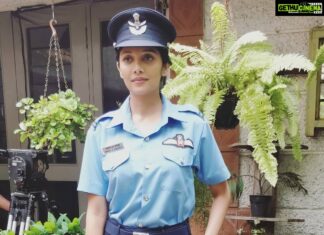 Milana Nagaraj Instagram - #ShootLife #PlayingFighterPilot #ForHyundaiVerna... Playing this character is indeed my honour! Salute to the true fighters!