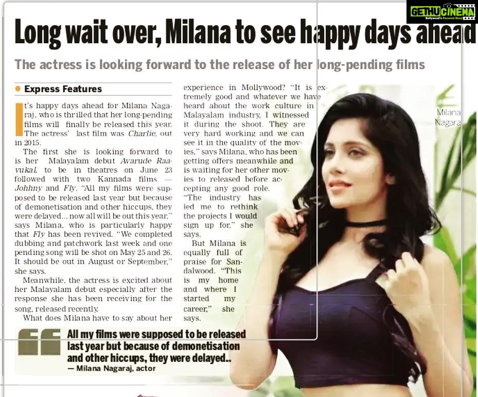 Milana Nagaraj Instagram - #IndainExpress!! Thanks @sharadha...💟