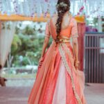 Milana Nagaraj Instagram - Waiting to greet my ❤️ Styling: @tejukranthi Outfit: @anyracouture Hairdo: @makeup_sachin PC :@barrys.photography #halfsaree #milananagaraj #weddingattire #brotherswedding #hairdoforwedding