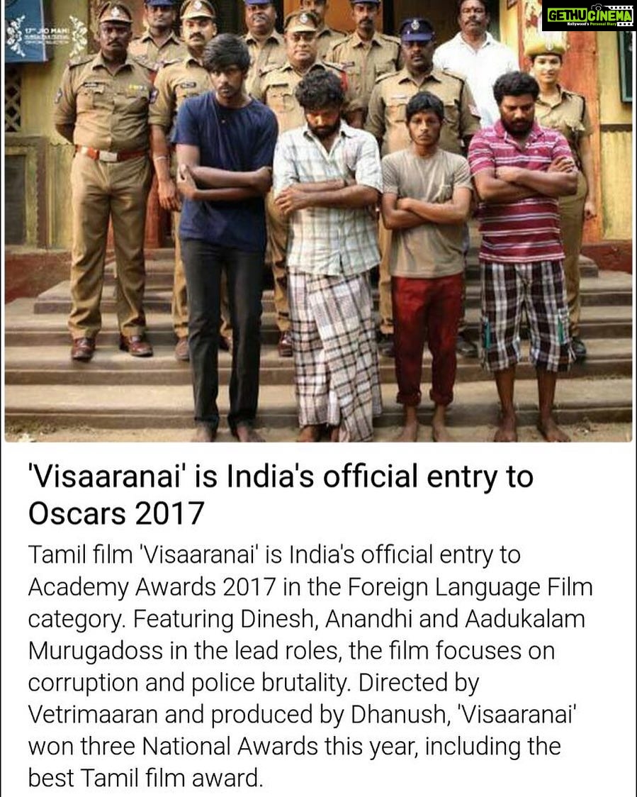 Misha Ghoshal Instagram - Overwhelmed to b a part of such a gr8 film which is now getting into Oscars 😬🙏🏼 super happy Nd blessed to hav worked under the most talented "Vetri Maaran" sir 🙏🏼