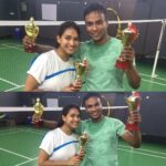 Misha Ghoshal Instagram - Winners of mixed doubles badminton 😁