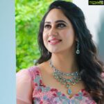 Miya George Instagram - Soo many questions regarding the jewellery I m wearing. This piece of art is inspired from Queen Victoria's Jewellery.It has Aquamarines , Green Amethysts nd diamonds. Thank u @c.j.artisanboutique for this beautiful jewellery which made my look extra beautiful 🥰🥰🥰