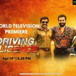 Miya George Instagram - World television premiere of Driving Licence in Surya Tv at 6.30 pm. Don't miss it . Once again Happy Vishu frnds