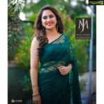 Miya George Instagram - Loved wearing this adorable saree. 💚 Don’t forget to watch today’s D5 Junior episode telecasting at 8 pm tonight in Mazhavil Manorama Costume courtesy: @jeunemaree Makeup : Sudhakar Pic courtesy: Umesh P Nair 3leaf