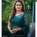 Miya George Instagram - Loved wearing this adorable saree. 💚 Don’t forget to watch today’s D5 Junior episode telecasting at 8 pm tonight in Mazhavil Manorama Costume courtesy: @jeunemaree Makeup : Sudhakar Pic courtesy: Umesh P Nair 3leaf