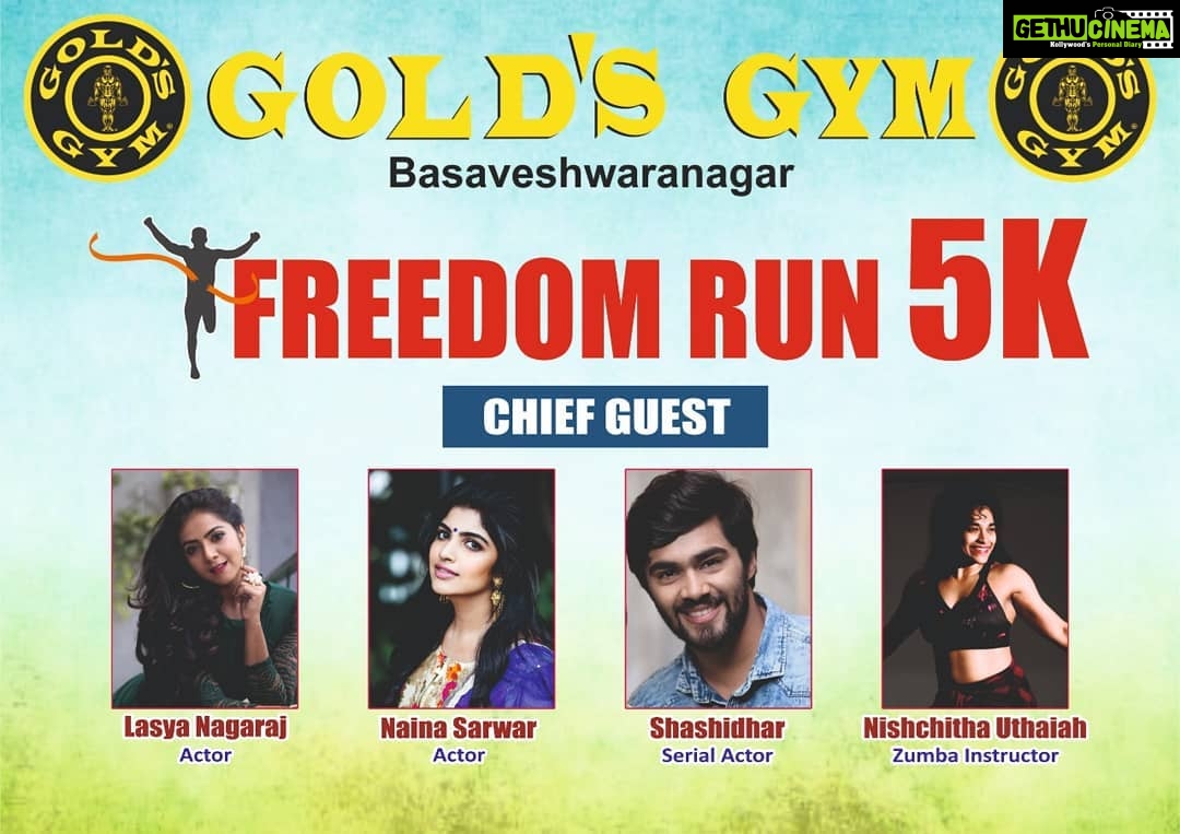 Naina Sarwar Instagram - Hey guys let's catch up for independence run freedom 5k @ Basaveshwara nagar 15th August 6.30am......see u tomorrow #happyindependenceday🇮🇳 #73rdindependencedaycelebrationofindia #Goldsgym