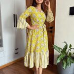 Nakshathra Nagesh Instagram – Flaunting this dress from @fashionfloorindia and my mumma’s photography skills! @nallininagesh ❤️