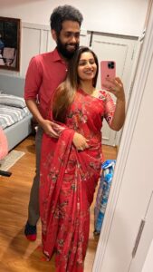 Nakshathra Nagesh Instagram - Couldn’t have asked for a better date night! Thank you @hamsa_chennai 
Wearing @srinivi_collectionz @reshmi_boutique_
