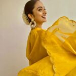 Namitha Pramod Instagram - Vintage Yellow with mulla mottu 🌼 Wearing: @labelmdesigners Styled by : @rashmimuraleedharan Hair&makeup : Yours truly Captured by : @_indu_pramod
