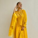 Namitha Pramod Instagram - Vintage Yellow with mulla mottu 🌼 Wearing: @labelmdesigners Styled by : @rashmimuraleedharan Hair&makeup : Yours truly Captured by : @_indu_pramod