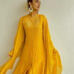 Namitha Pramod Instagram - Vintage Yellow with mulla mottu 🌼 Wearing: @labelmdesigners Styled by : @rashmimuraleedharan Hair&makeup : Yours truly Captured by : @_indu_pramod