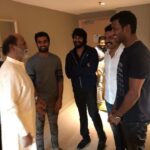 Nandha Durairaj Instagram - #picoftheday #memories #superstar @rajinikanth @actorramana @karthi_offl #vishal