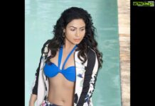 Nandini Rai Instagram - Blue skies, high tides and good vibes. Photography : @munnasphotography Styling : @nazneen.parmar_official MUH: @makeupbymahendra #photography #bikini #blue #nandinirai #love