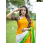 Nandini Rai Instagram - “On this day let’s salute the martyrs for their sacrifices and thanks them for giving us a bright today.” – Happy Independence Day Costume : @girls_planet999 Photo click : @chinthuu_klicks Jewellery : @kalasha_finejewels Makeup: @nookesh.malla Hair stylist : @srinu_hairstylist Place : @thefotogarage #independenceday #73independenceday #freedom The Foto Garage