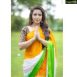 Nandini Rai Instagram - A right no one can take away from me. Happy 73rd Independence Day. Salute to our great nation. A day to remember the greatness of our nation and sacrifices made by freedom fighters. Costume : @girls_planet999 Photo click : @chinthuu_klicks Jewellery : @kalasha_finejewels Makeup: @nookesh.malla Hair stylist : @srinu_hairstylist Place : @thefotogarage #independenceday #73independenceday #freedom The Foto Garage