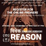 Nandita Das Instagram - "Reason is a must see for all Indians. Believe me, not a minute of this nearly 4 hour film is wasted or ever gets boring."  the link is right here https://in.bookmyshow.com/special/online-premiere-of-reason-by-anand-patwardhan/ET00301596