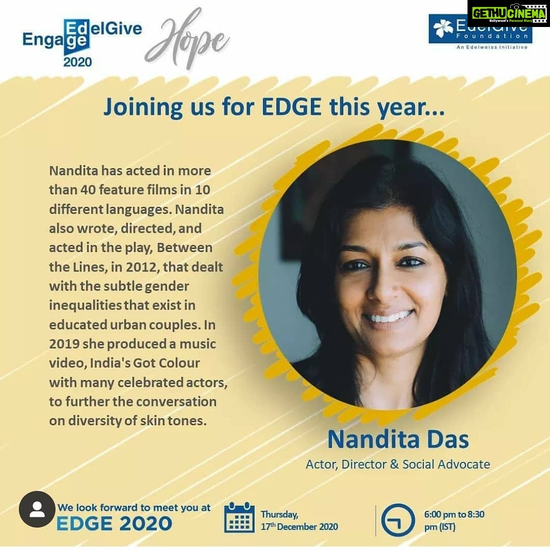 Nandita Das Instagram - Look forward to a stimulating conversation with Anju Gupta, Additional General of Police (UP) and Naghma Mulla, President & COO EdelGive Foundation on the disproportionate impact of the pandemic on women. Important to relook at the gender narrative in these times. @edelgive_foundation