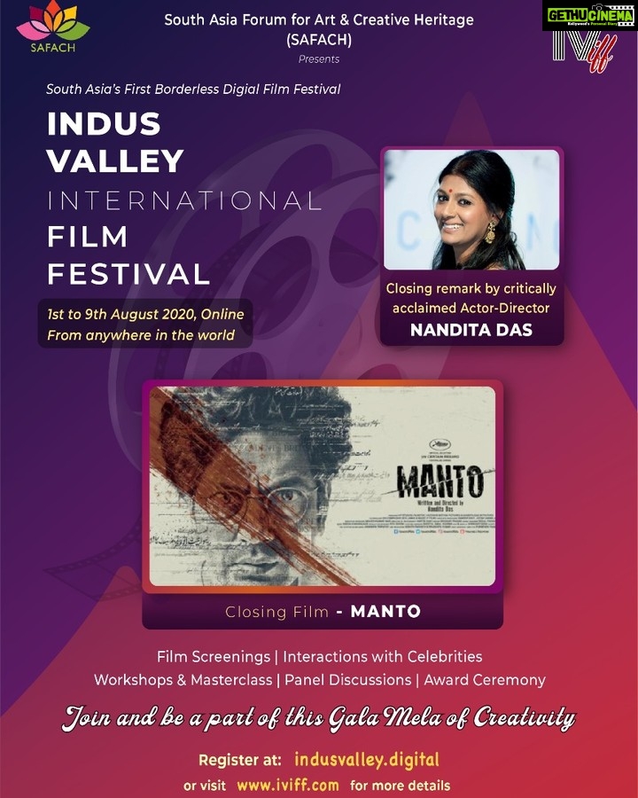 Nandita Das Instagram - If you haven’t seen Manto, please watch it this evening. I will present the film at 5pm. Register at https://www.indusvalley.digital/
