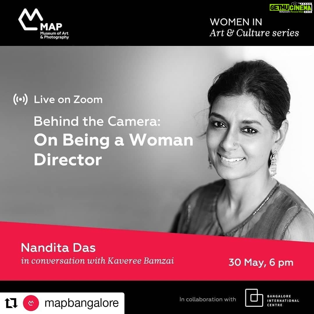 Nandita Das Instagram - #Repost @mapbangalore • • • • • • Next up in MAP's Art and Culture Lecture Series, filmmaker Nandita Das will be in conversation with journalist Kaveree Bamzai. Das talks about her personal experiences on what it means to be a 'woman director', while exploring the ideas of the female gaze, the realities of sexism and more. 30th May | 6.00 pm Register through the link in our bio. You can also watch it live here: https://www.youtube.com/bangaloreinternationalcentre #museumofartandphotography #MAPTalks #webinar #nanditadas @bicblr @nanditadasofficial