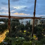 Nandita Das Instagram – Through the scaffolding – the view from our window. Magical sky is the antidote to the city lights.