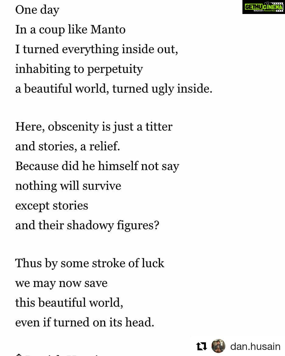 Nandita Das Instagram - #Repost @dan.husain (@get_repost) ・・・ A Coup Like Manto - a poem An ode to Sa’adat Hasan #Manto with a little nudge from my friend @mustansirdalvi 🤗