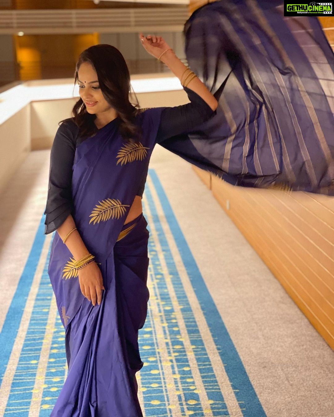 Nandita Swetha Instagram - Happy dasara All❤️ . Wearing @magical_wings_collections saree . Makeup @munna_makeup_artist Hairstyle @vadhuvumakeupstudio . #collaboration #saree #indian