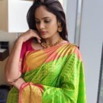 Nandita Swetha Instagram – Back again with my favourite saree❤️❤️❤️
Saree from @sln_sarees 
Jewellery – @cheapokart 
Lipstick – @bellavoste 💄💄
#Green #Sari #Neck #Sleeve #Waist #Silk #FashionDesign #Trunk #FormalWear #Makeover #Magenta 

#actress #nanditaswetha #southactress #bangalore #hyderabad 

#cute #instagood #beautiful #girl #brandonflowers #love #lovely #branded