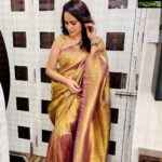 Nandita Swetha Instagram - Back in saree❤️❤️ . . Saree from @izhai_thestore . #iphoneclick #saree #sareelover #sareepost #collaboration #homely #sareegirl #purple #goldenblouse #draping #pose #poser #insta #instagram #instapic #instalike #curlyhair #beauty #makeup #nanditaswetha #nanditaswethaa #tfi #actress #southactress #caravan #pictureoftheday #picture #pic