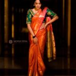 Nandita Swetha Instagram - Once in a while I wear saree😜😜😜 #sareelove #orange #click #photography #tfi #nandita #greenblouse