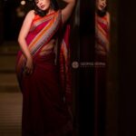 Nandita Swetha Instagram - Saree from @mathi_tex_ Accessories from @yathiofficial Organised by : @wedding.destination.chennai Mua : @laavi_me & Team 💄💄💄 Photography : @george_ferna_photography 📷📷 . #shoot #click #pic #picoftheday #poser #actress #sareelook #orangesaree #blousedesign #curlyhair #event #promotion #southactress #tfi #nanditaswetha #nanditaswethahomely #nanditaswethasaree #fashion #south #homely #instapic #instagram #instagrammer ITC Grand Chola, Chennai
