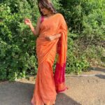 Nandita Swetha Instagram - ‘Love for sarees’ . #saree #sareegirl #favourite #homely #actor #south #shoot #orange #linen
