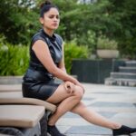Nandita Swetha Instagram - After long time! One long ago click! . . . Clicked by @kiransaphotography . Outfit from @zara Shoes @zara . Styled by my team-) . Location @hyattregencychennai . #pose #click #black #highbun #missingdiaries #shoot #actress #south #chennai #tamil #tamilactress #southactress #poolbaby #instagram #instatrend #insta