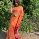 Nandita Swetha Instagram - ‘Love for sarees’ . #saree #sareegirl #favourite #homely #actor #south #shoot #orange #linen